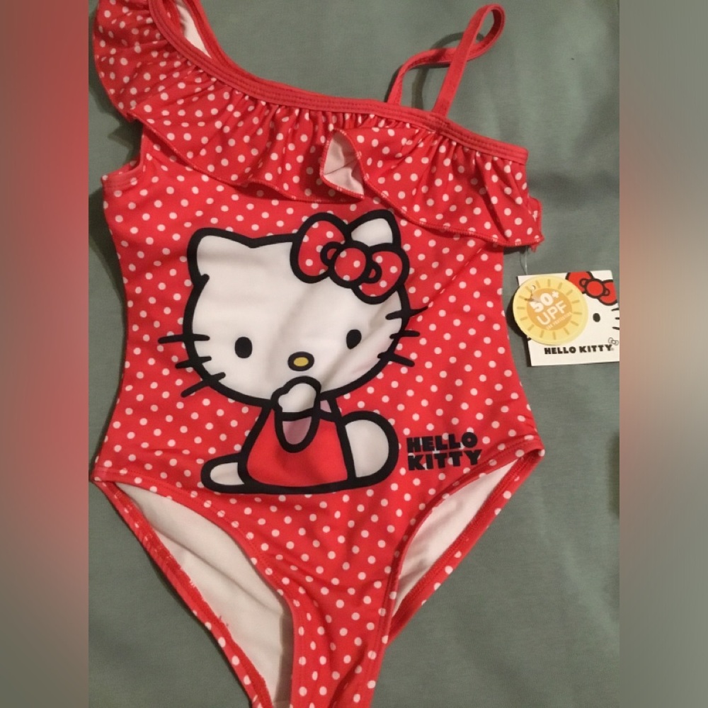 Hello Kitty Red and White Polka Dot Swimsuit NWT